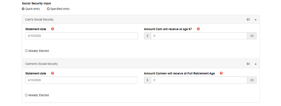 screenshot of Social Security Timing